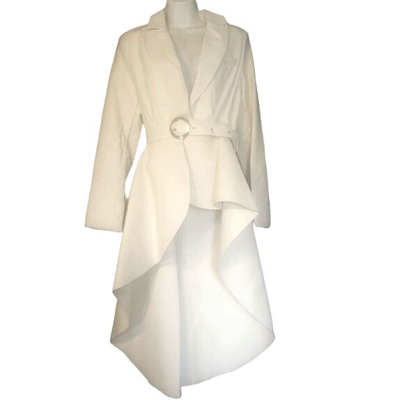 For Her NYC Cream High Low Faux Leather Jacket Size Medium - Picture 3 of 8